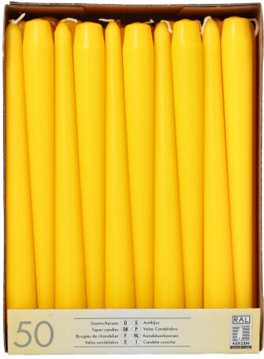 2x 50 Kandelaarkaarsen Ø 22 cm · 25 cm geel