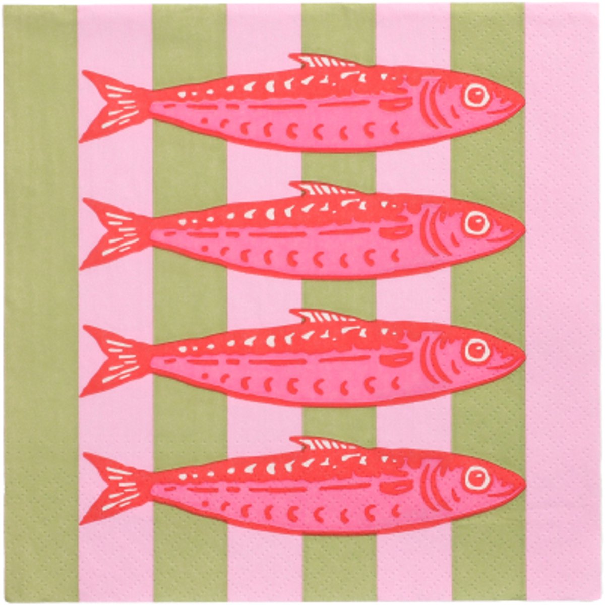 10x 20 Servetten 3-laags 1/4 vouw 33 cm x 33 cm Modern Fish