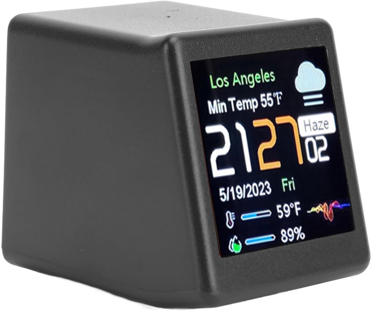 Slim Weerstation - Digitale Klok - Thuis Gebruik - WiFi Weersvoorspelling - Compact Formaat - Zwart