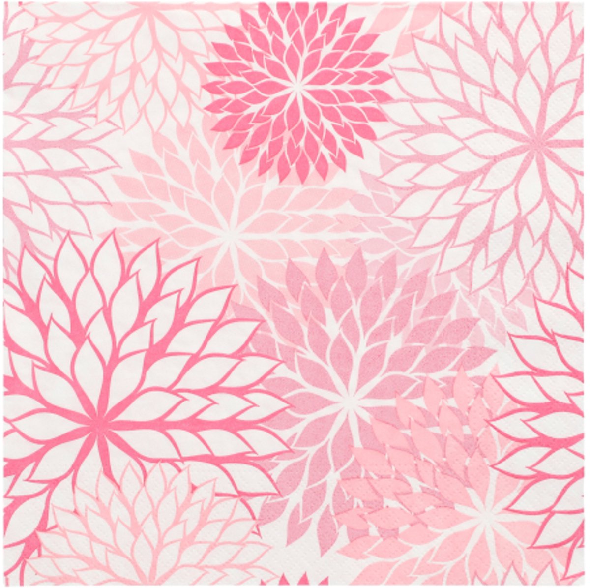 10x 20 Servetten 3-laags 1/4 vouw 40 cm x 40 cm roze Floralies