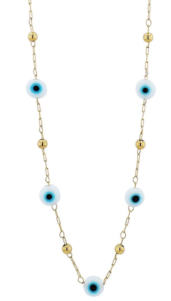 AKZENT Akzent dames ketting met hanger Ecem "Ecem" roestvrijstalen ketting met roestvrijstalen ballen en Nazar-oog in