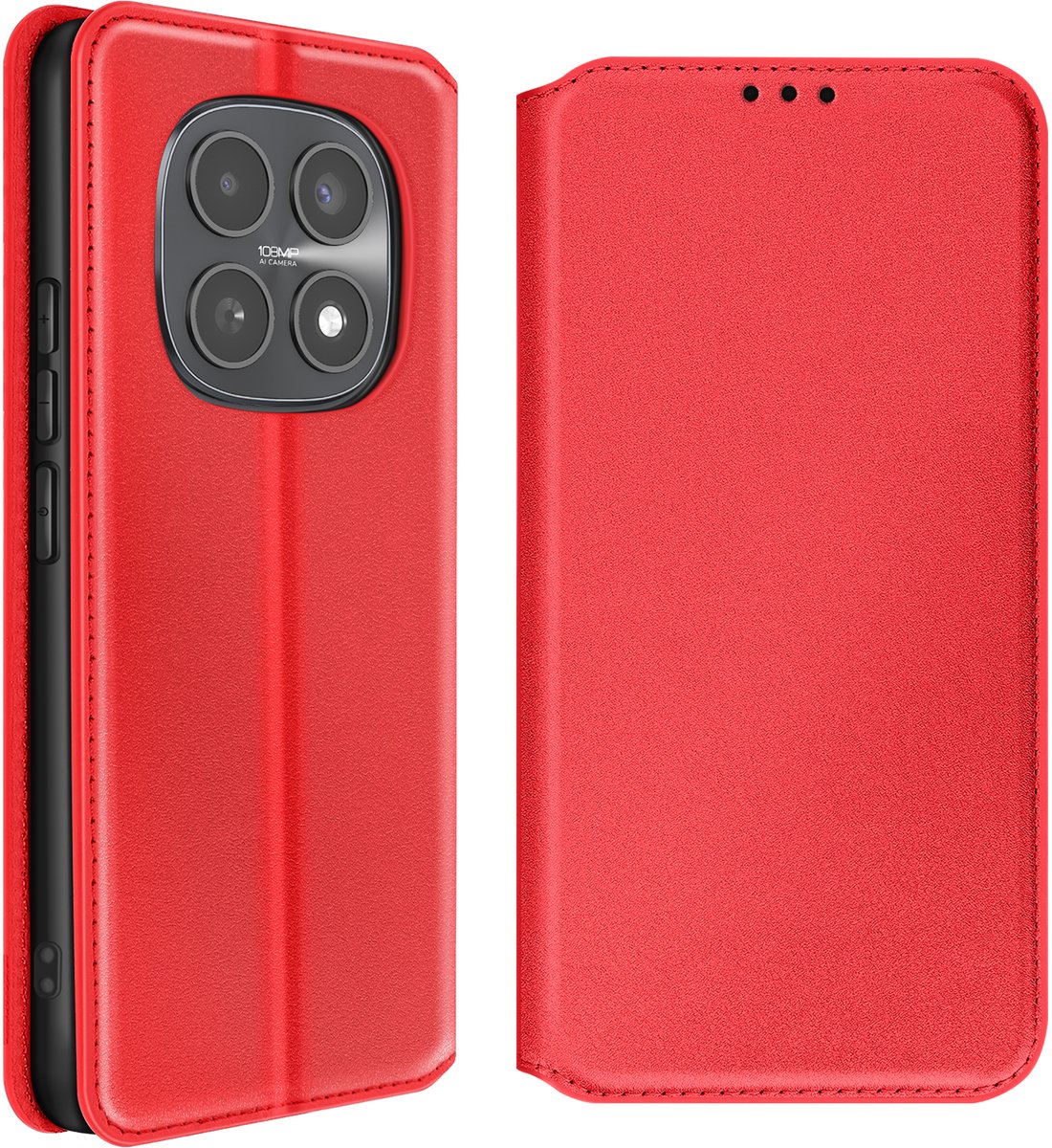 Avizar Foliohoes voor Redmi Note 15 5G / 4G met Kaarthouder en Standaardfunctie, Rood