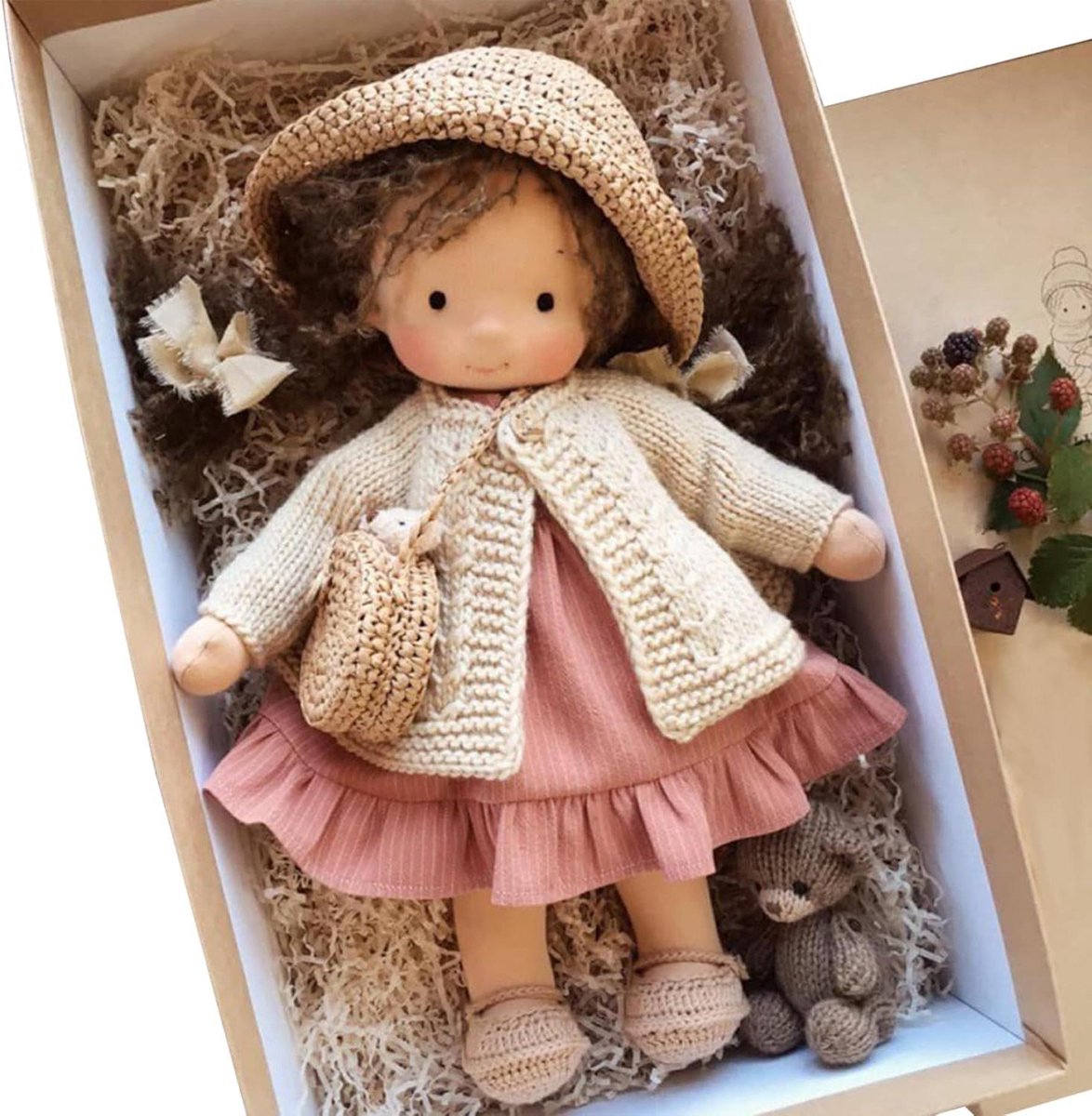 Stoffen pop - Pluche pop - Fantasierijk spelen - Veilig voor kleintjes - 28 x 12 cm - Meerkleurig
