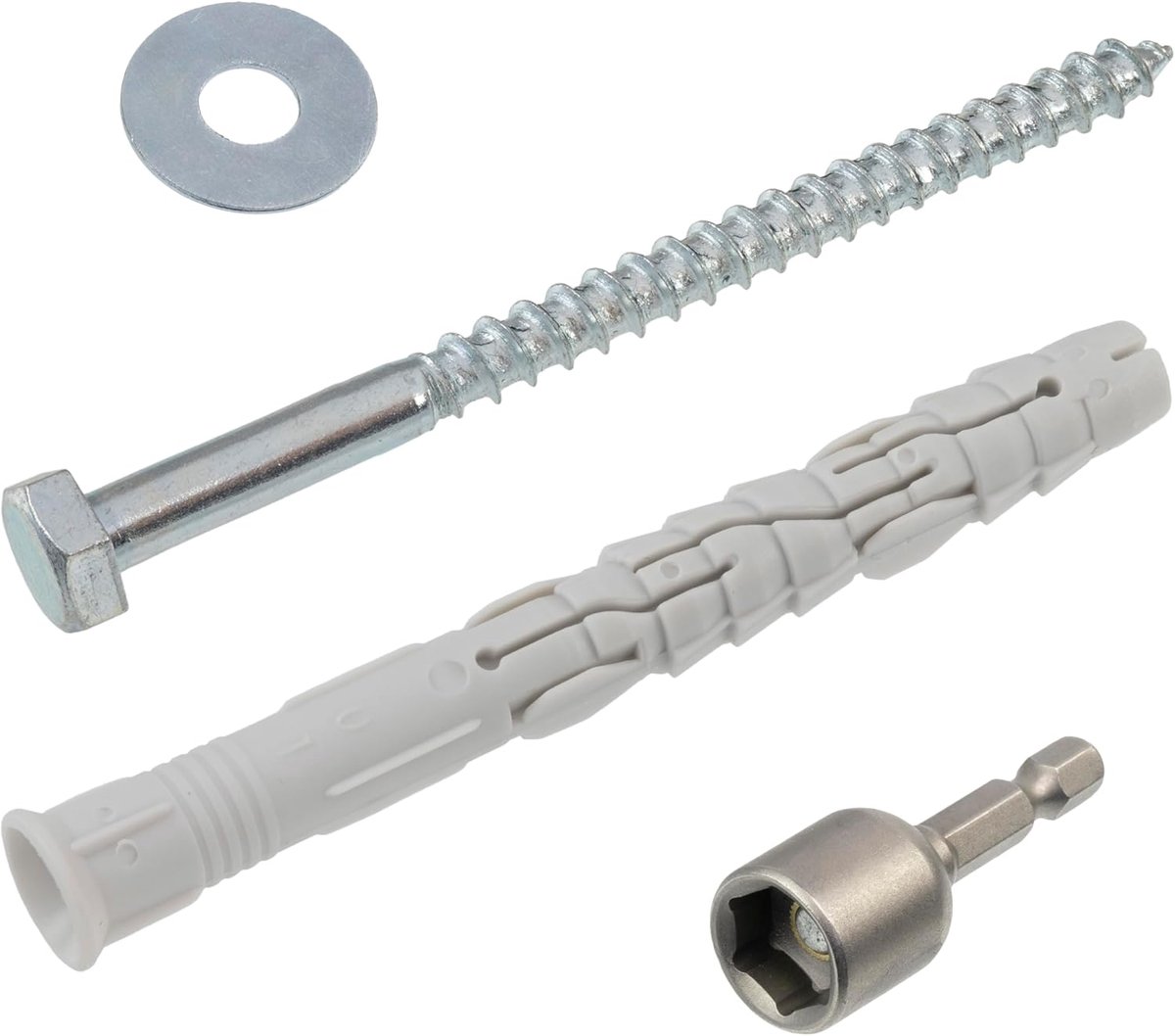 Bevestigingsset Nylon - Pluggen en bouten - Muurbevestiging - Afgeschuinde kraag ontwerp - 10x100mm pluggen
