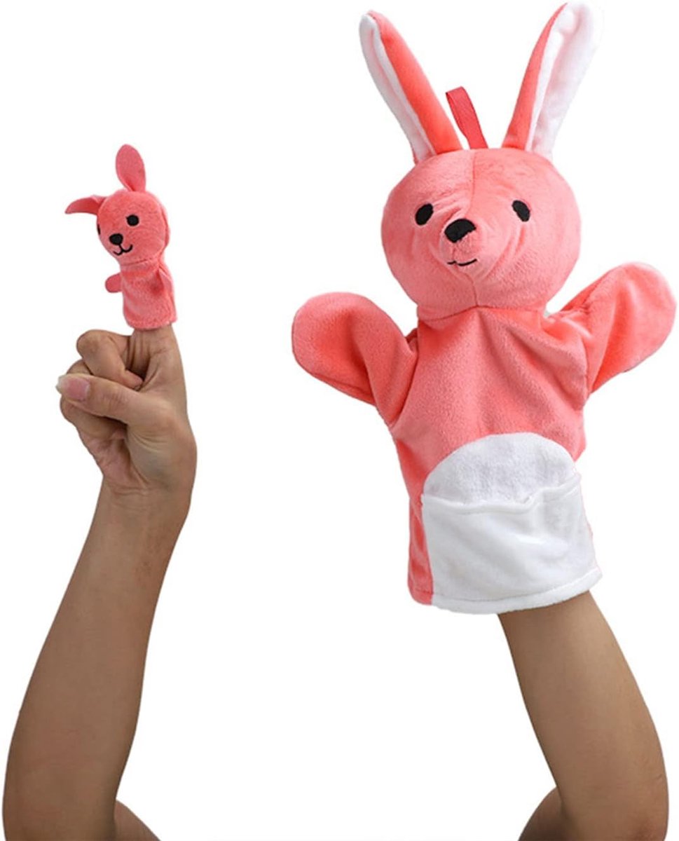 Dieren Handpop - Vingerpop Dier - Rollenspel - Zachte Pluche - Konijn