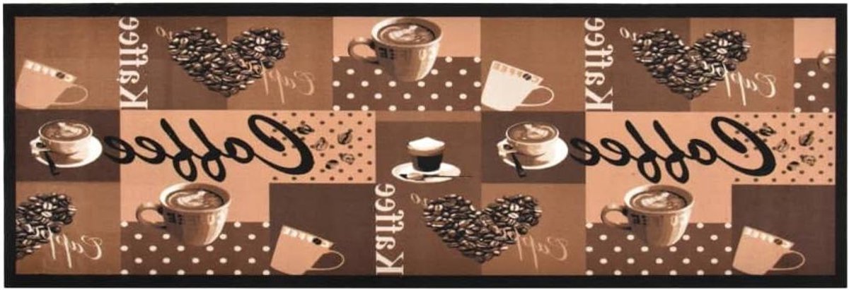 Keukenmat - Vloerkleed - Keuken Hal Kantoor - Wasbaar Antislip - 60x180 cm - Bruin