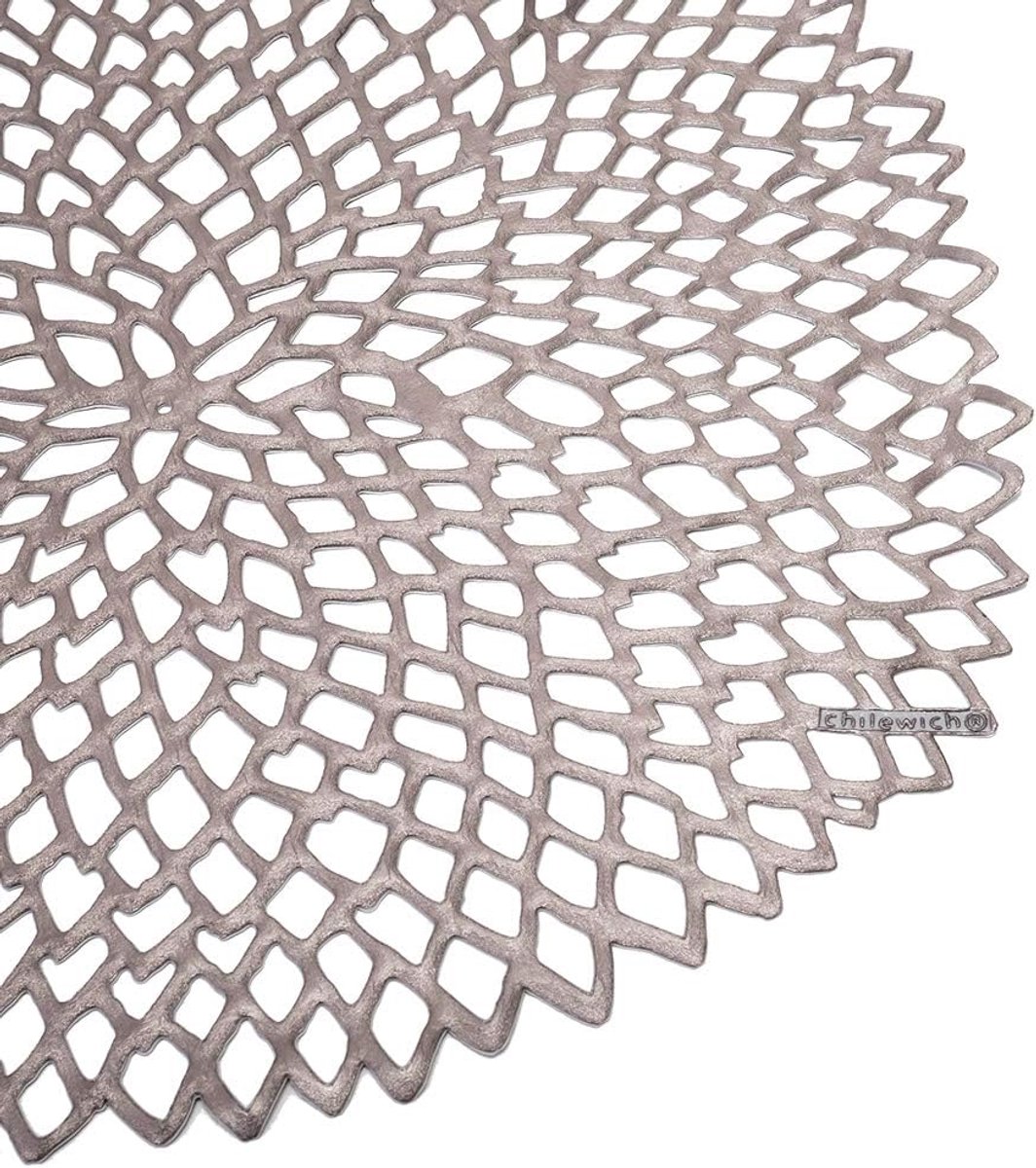 Placemat - Tafelkleed - Eten - Open gesneden werk - 38 cm - Gunmetal