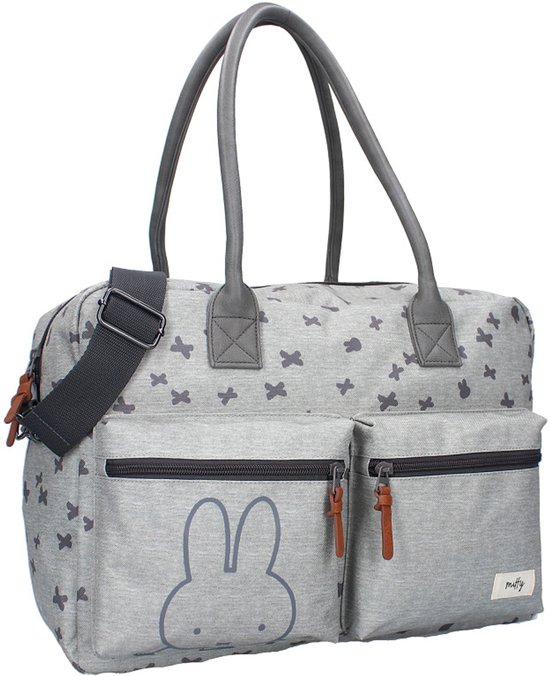 Nijntje Miffy Luiertas - Chase your Dreams - Inclusief Bijpassend Verschoningsmatje - Lichtgrijs - 40x28x16 cm van Nijntje — afbeelding 2