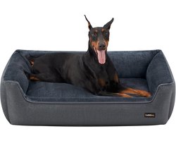 Feandrea - Hondenmand - Hondenbed met Linnenlook - Verhoogde Randen - Afneembare Wasbare Hoes