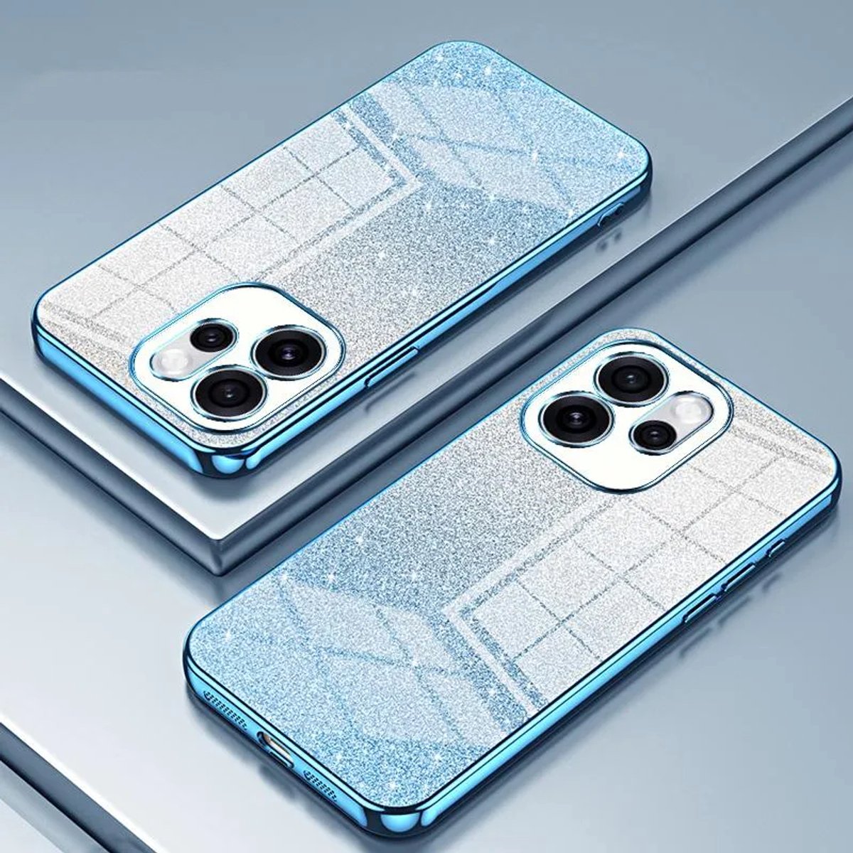 Hoesje geschikt voor Oppo Reno15 - Phonesta Crystal Sparkle Glitter Silicone Back Cover - Blauw