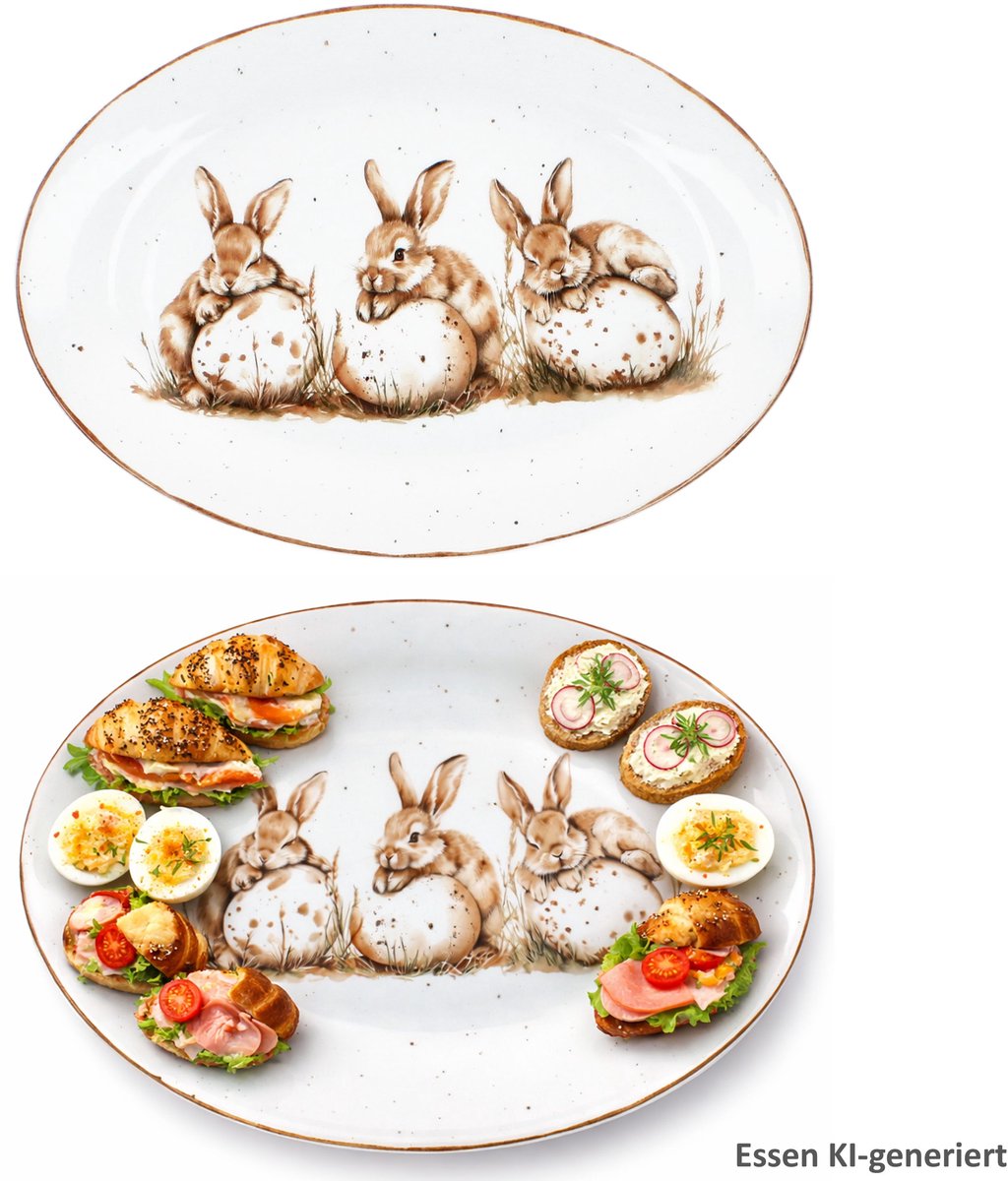 2er Set Bunny Bord Ovaal van Porselein – 428636