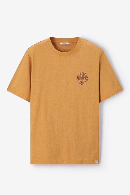 Donkergeel T-shirt Met Artwork