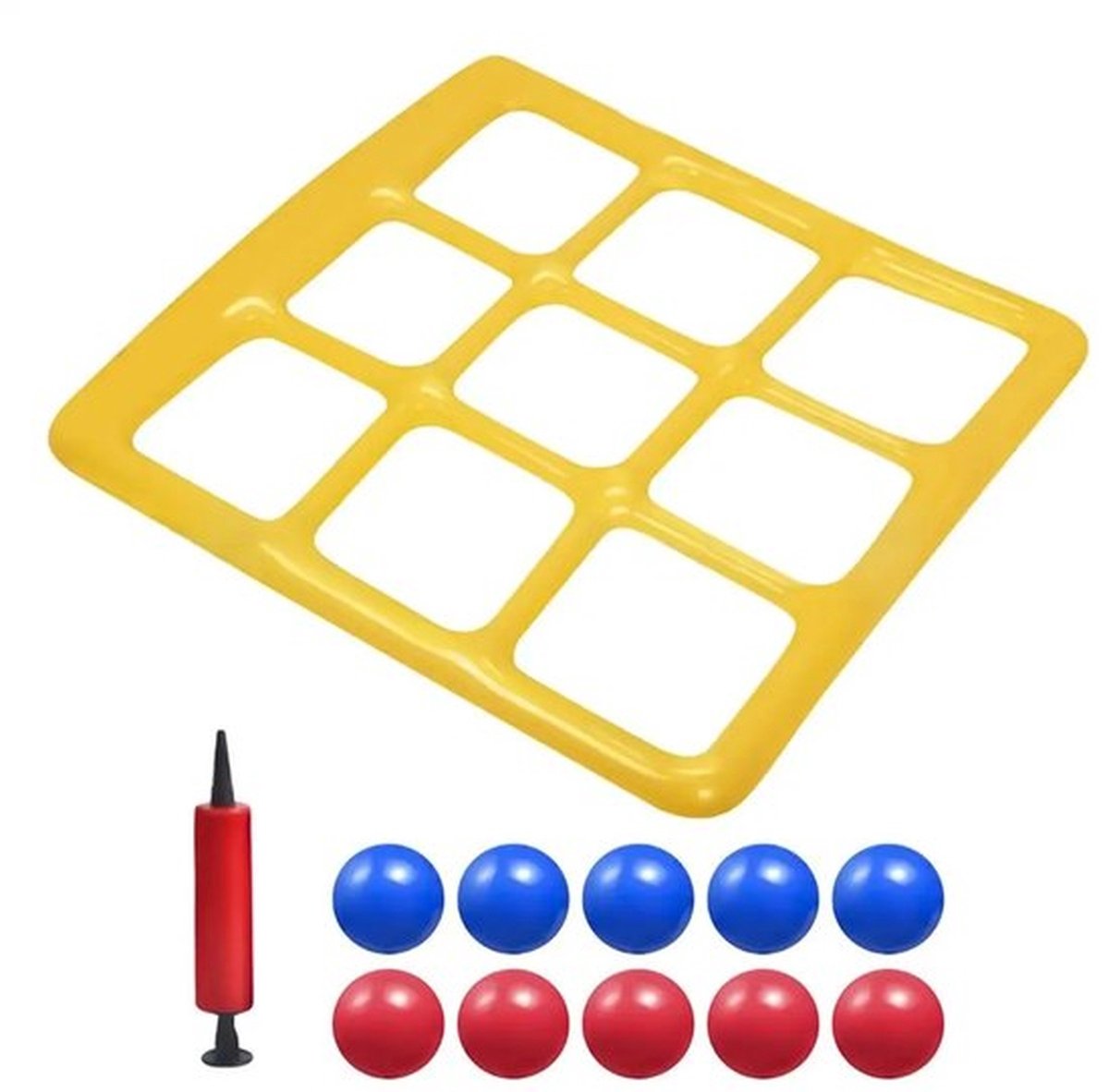 Boter-kaas-en-eieren-spel voor in het zwembad met handpomp en 10 ballen. Leuke zwembadspelset voor tieners, perfect voor zwemmen en waterspelletjes. Bordspelletjes, drijvend speelgoed voor in het zwembad, ideaal voor een feestje of buiten. – foto 8