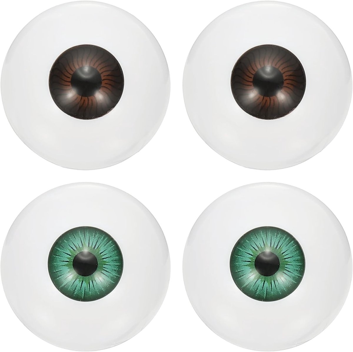 Killogood Veiligheidsoogjes van 30 mm - 2 paar realistische acryl oogbollen - plastic halve oogbollen - geschikt voor maskers - Halloween-rekwisieten en knutselwerkjes - donkerbruin - groen