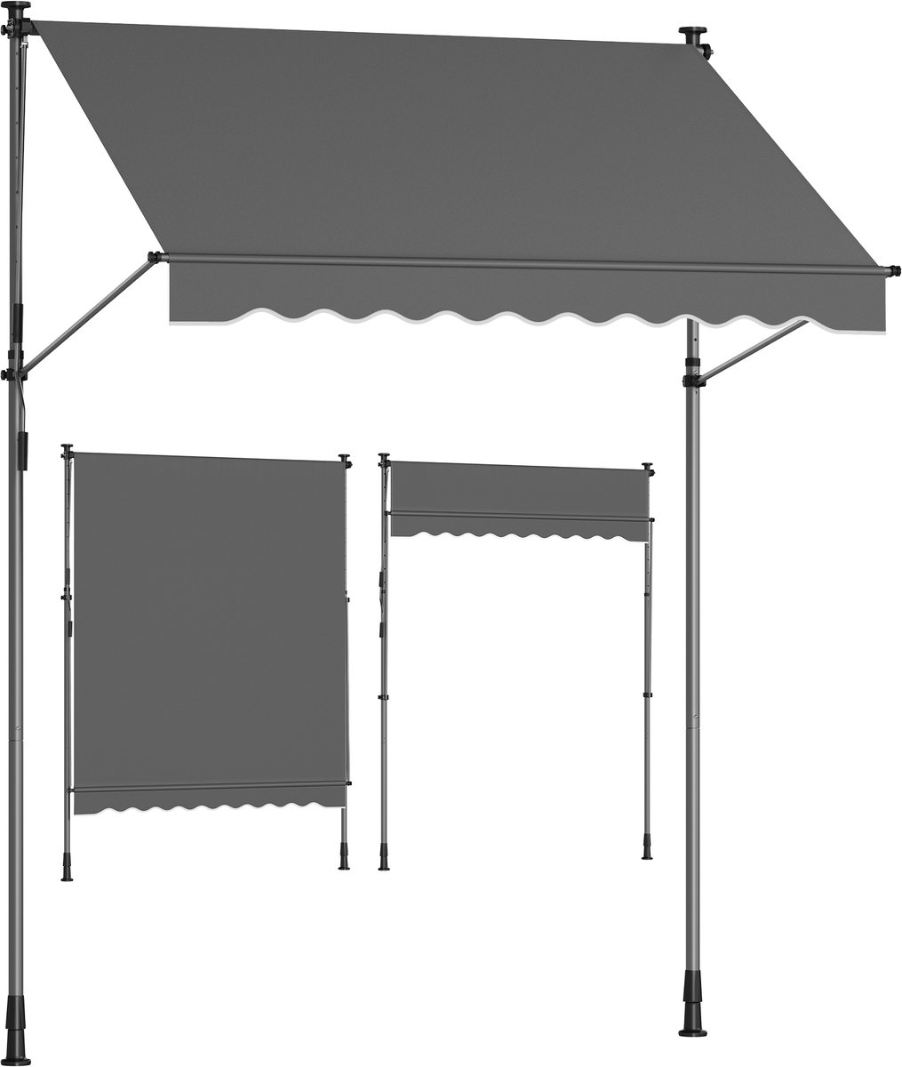 SONGMICS - Zonnescherm - klemmarkies voor Balkon - Hoogte Verstelbaar - Met Handmatige Sluiting - Zonwering voor Terras Tuin