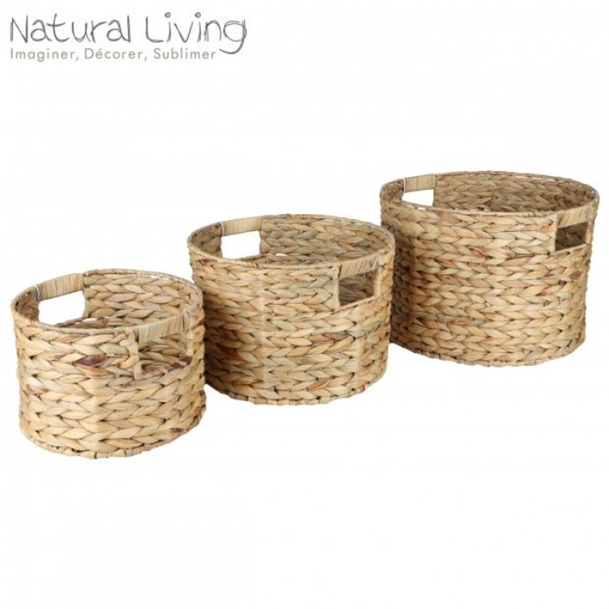 "NATURAL LIVING" Set van 3 manden van waterhyacint
