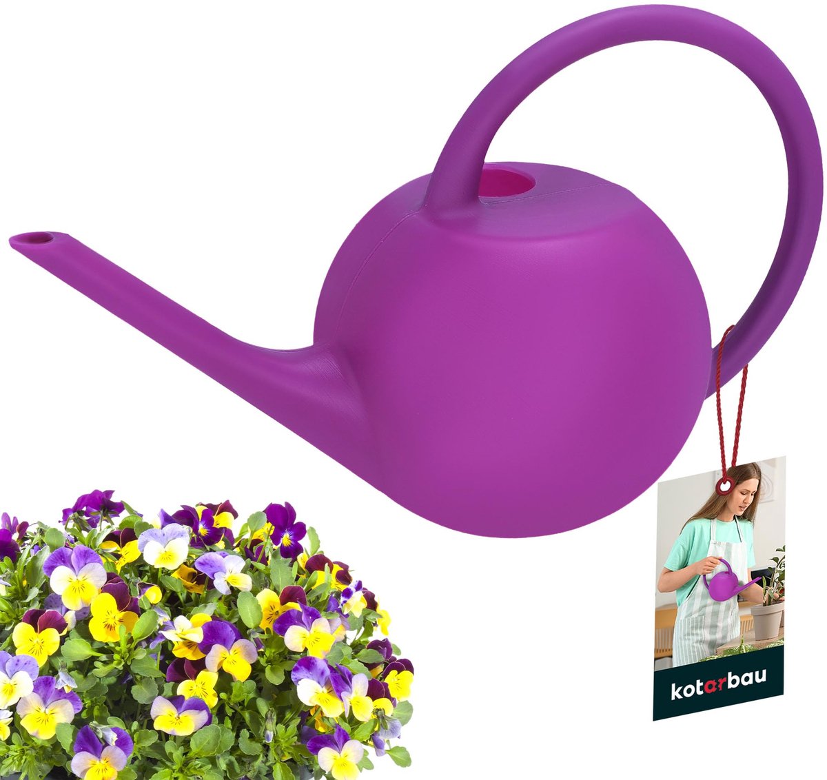 KOTARBAU® Gieter, Plantengieter, Kunststof, 1,2 L, Paars, Lange Tuit, Gieter Kamerplanten, Bloemengieter, voor Binnen en Buiten, Compact Ontwerp