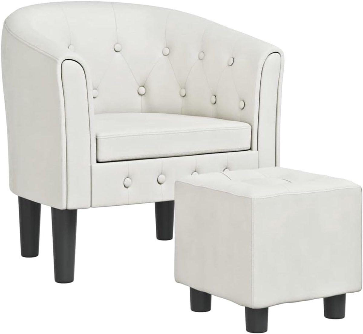 Kuipstoel Met Voetenbankje - Relaxstoel Fauteuil - Ontspannen Zitten - Moderne Stijl - Wit