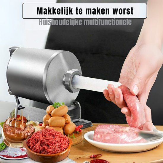 Zylo® Worstenvuller - Worstenmaker - Worstmaker - Worstmachine - Worstenvul Machine - Buis in 8 Maten - 17x35x16cm - Zilver van Merkloos — afbeelding 3