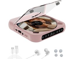 CD Speler - Draagbare Bluetooth-cd-speler met USB-C-snelladen - Ultradun en compact - Ondersteunt CD/CD-R/CD-RW/MP3/WMA-formaten - Geschikt voor zowel reizen als thuisgebruik - 3.5 MM AuxIngebouwde speaker - Met oortjes en datakabel - 2000mah