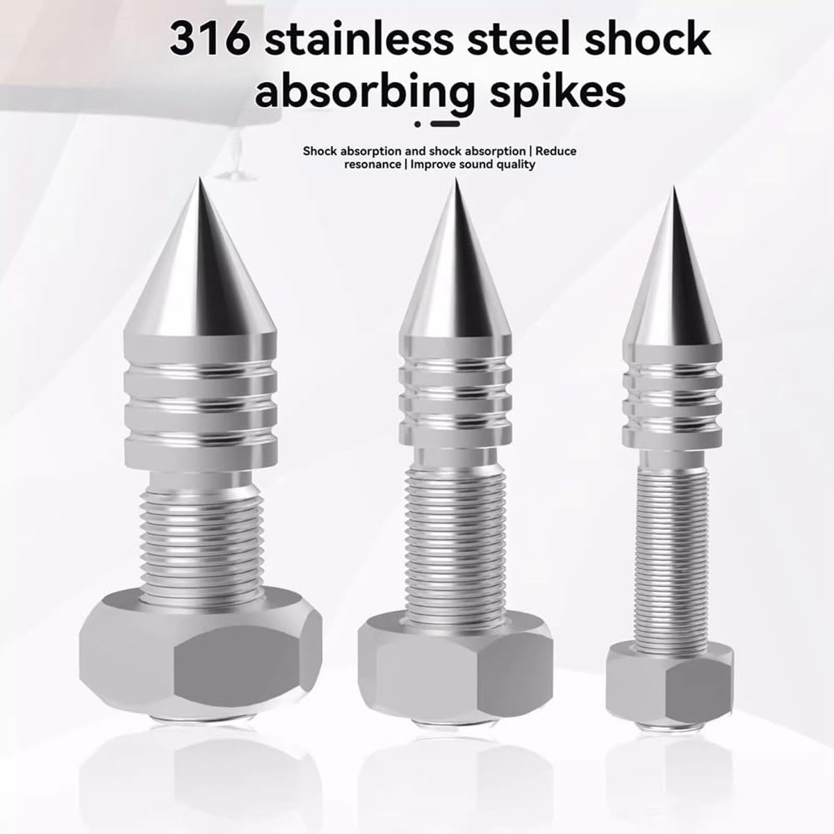 Luidspreker Spikes - Audio Isolatie Standaard - Hifi Geluid Verbeteren - Verstelbare Hoogte M6 - 1 Stuks - Zilver