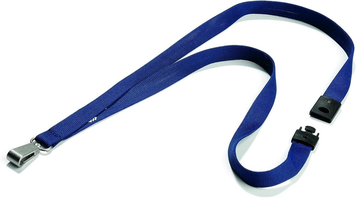 Durable 812728 Textielkoord SOFT COLOUR met brede metalen karabijnhaak, 10 stuks, nachtblauw