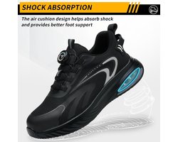 Safety shoes for men and women, lightweight work shoes, breathable, comfortable, safety shoes, lacing, swivel buckle, quick adjustable