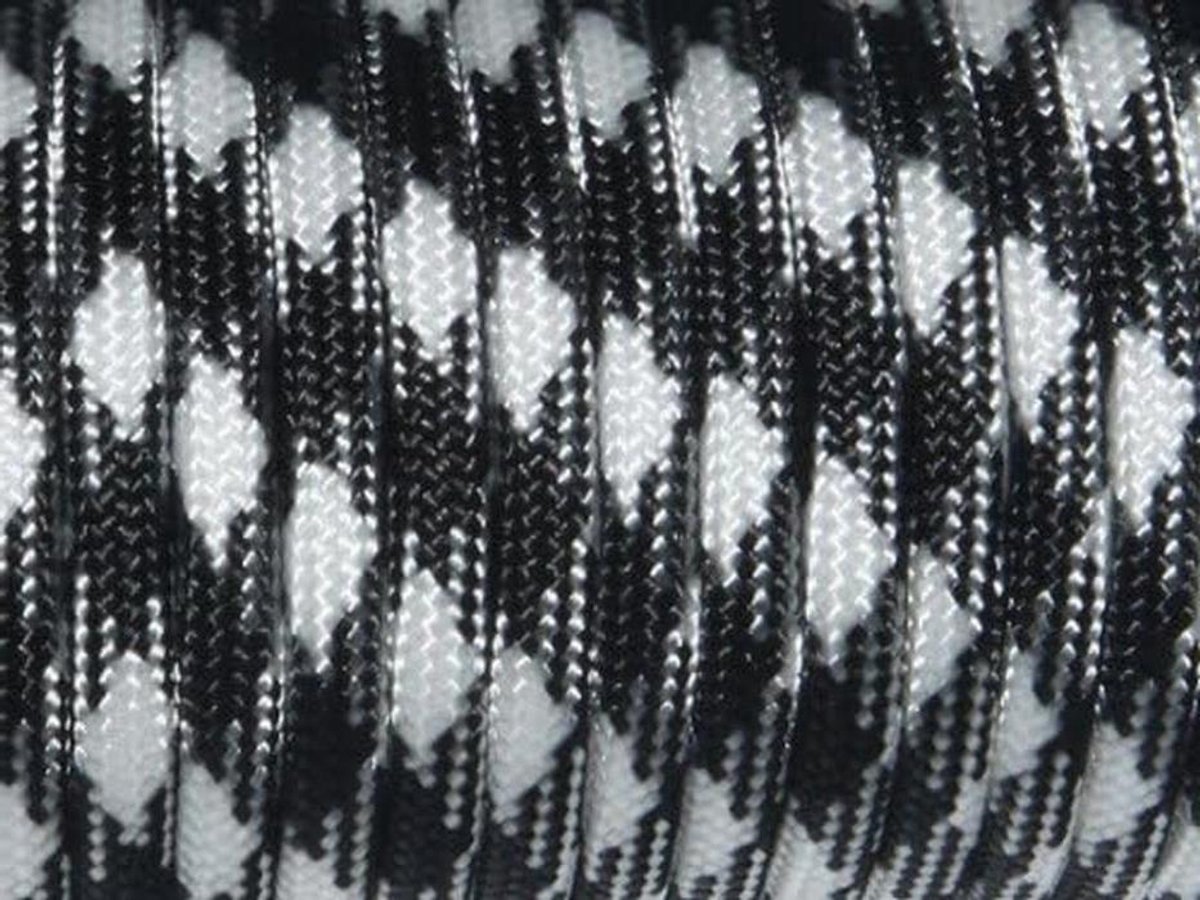 Paracord Touw - Lichtgewicht Koord - Outdoor Avontuur - 7 Strand Kern - 30 Meter - Wit Zwart