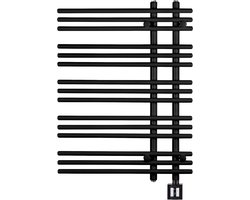 anapont Elektrische designbadkamerradiator, zwart, timerfunctie, handdoekradiator, badkamerverwarming, elektrische badkamerverwarming, Made in Germany (KTX3, 800 h x 600b)
