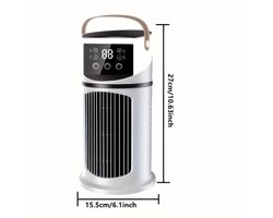 Mini aircooler - 6 snelheden, USB, watertank, timer, luchtkoeler voor bureau slaapkamer en thuiswerkplek - Wit