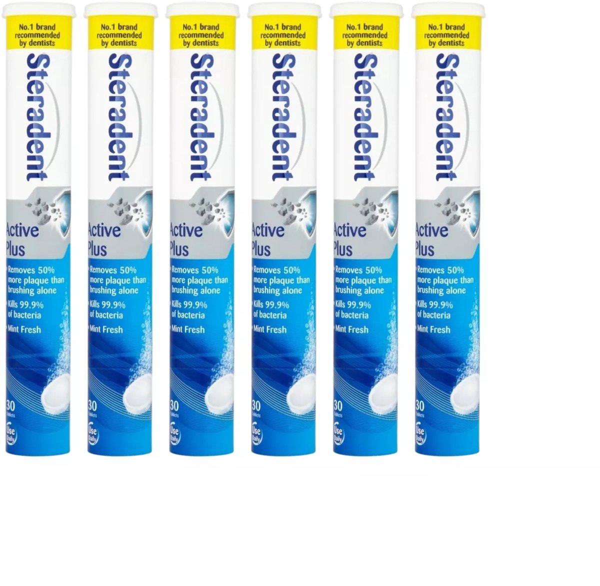 Steradent Kunstgebit Reinigingstabletten - Active Plus - 6 x 30 Tabletten = 180 stuks - Voordeelverpakking