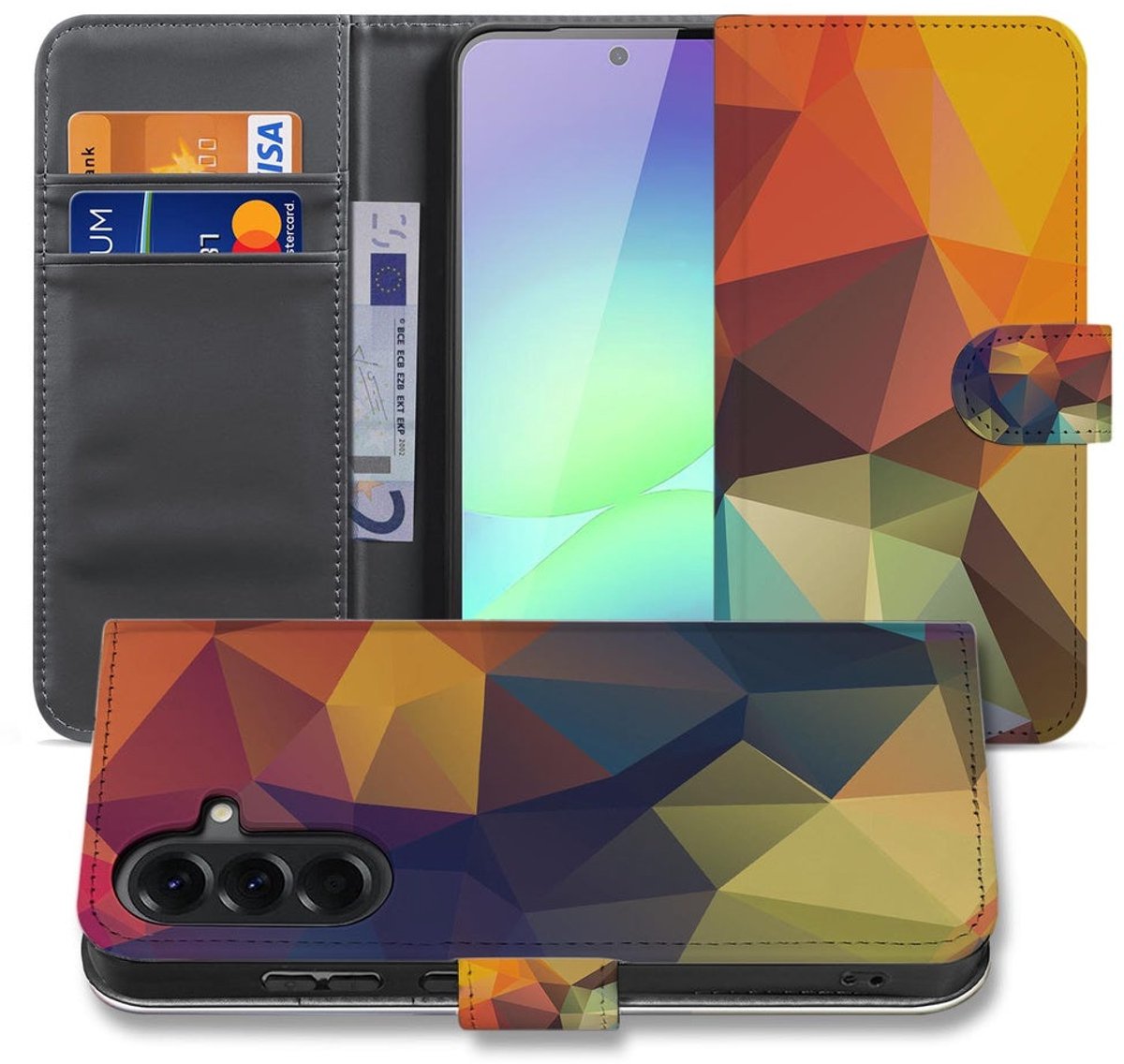 Book Case Samsung Galaxy A37 Polygon Kleur Portemonnee Hoesje