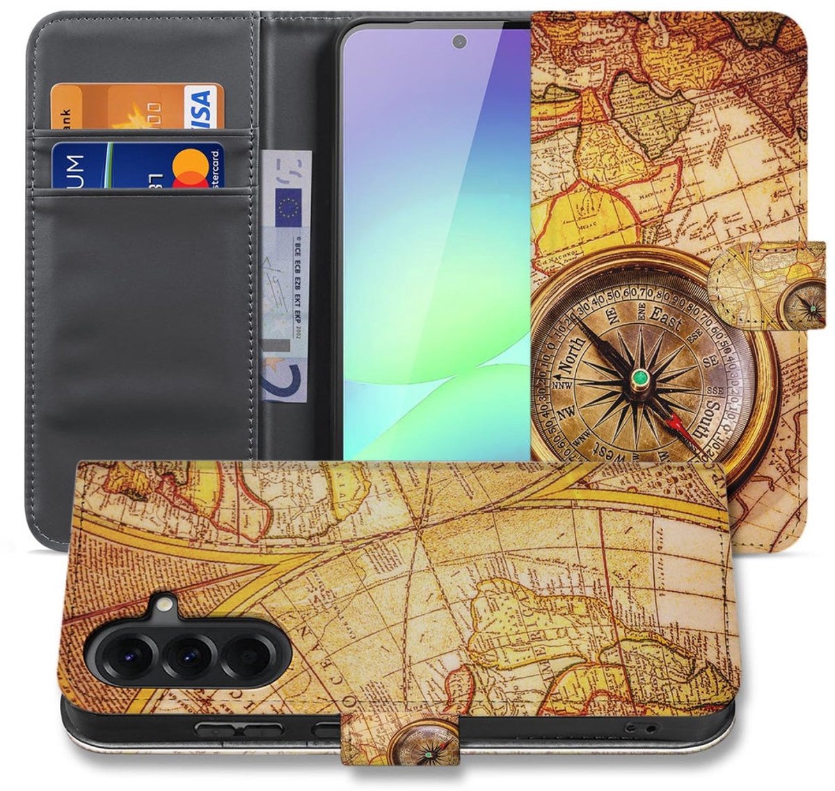 Samsung Galaxy A37 Book Case Hoesje Kompas met Magnetische sluiting
