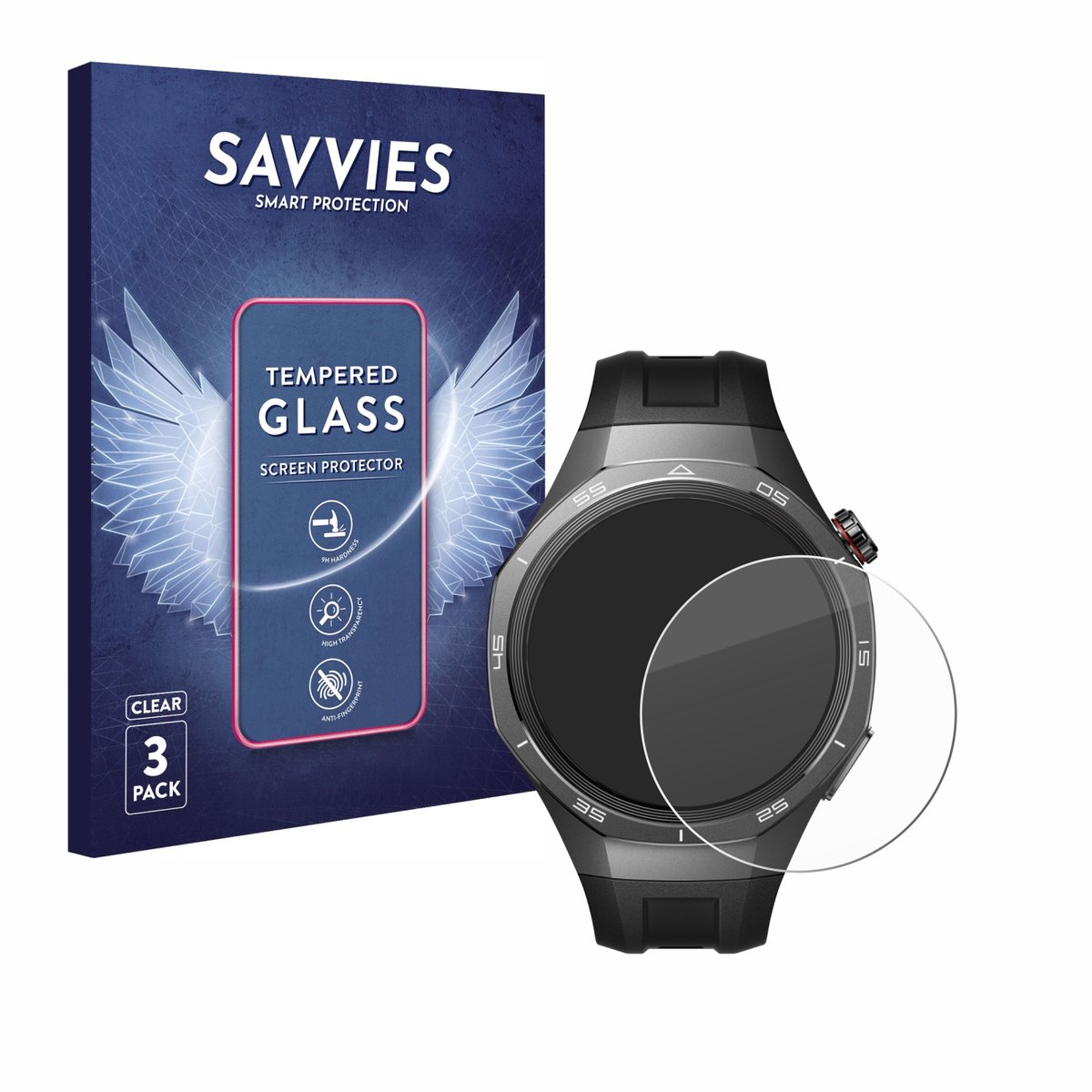 Savvies - Glas Screenprotector Voor Huawei Watch Gt 5 Pro (46 Mm) - Gehard Beschermglas 9H 3 Stuks