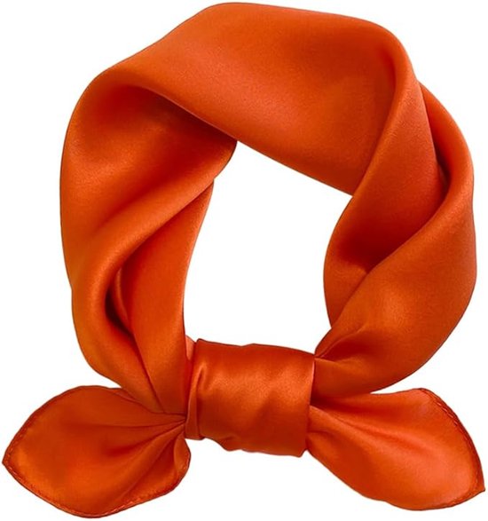 Vierkante sjaaltjes voor dames - Oranje Sjaal - Satijnen sjaal - 70x70cm – Dames Haaraccessoire – Versiering & Accessoires
