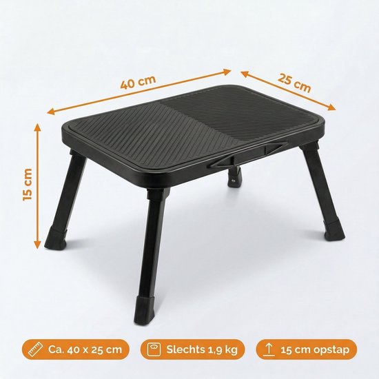 Cheqo® Opstapkruk Inklapbaar - Opstapje Anti-Slip - Vouwkruk voor Caravan en Camper - Opvouwbaar Trapje - Klapkruk - Instaptrede Camping - Keukentrapje - Caravanopstap - Stalen Krukje voor Keuken en Garage - Draagbaar Opstapje van Merkloos — afbeelding 3