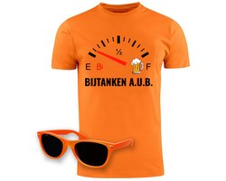 Grappig Koningsdag 2026 Oranje T-shirt + Oranje Zonnebril - Unisex Shirt