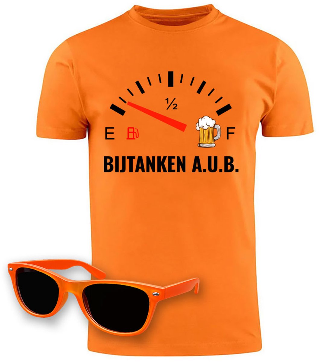 Oranje T-shirt Nederlands Elftal Voetbal Bier + Zonnebril