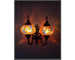 Dubbele glazen wandlamp mozaïeklamp mozaïek wandlamp Oosterse lamp wandlamp L Samarkand-Lights