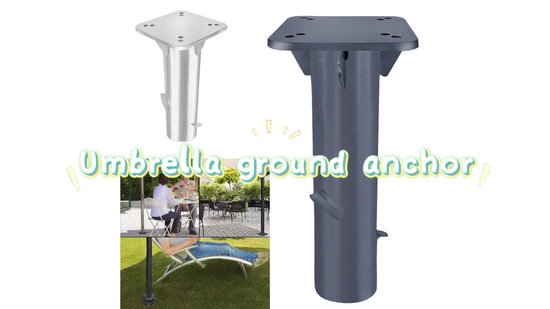 Pied de Parasol Encastré Universel Métal - Ancre de Sol Stable pour Parasol Déporté et Standard