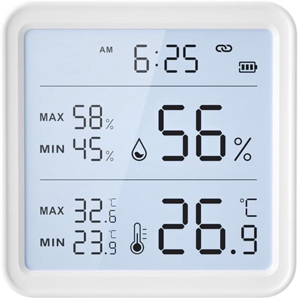 Digitale Binnenthermometer - Hygrometer Sensor - Klimaat Monitoring - Slimme App Bediening - HD Display - Wit
