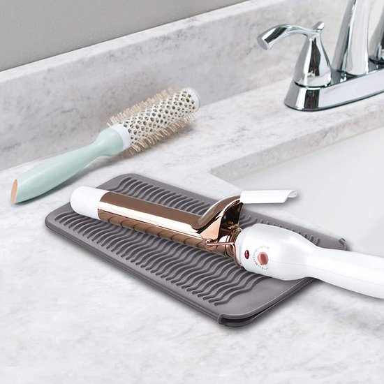 2 stuks - Warmte-isolerende pads voor stijltangen - Draagbare make-up pads - Siliconen warmte-isolerende pads voor stijltangen - Opbergtas om verbranding door krultangen te voorkomen - Geschikt voor krultangen, stijltangen en stijltangen (grijs) van Merkloos — afbeelding 5