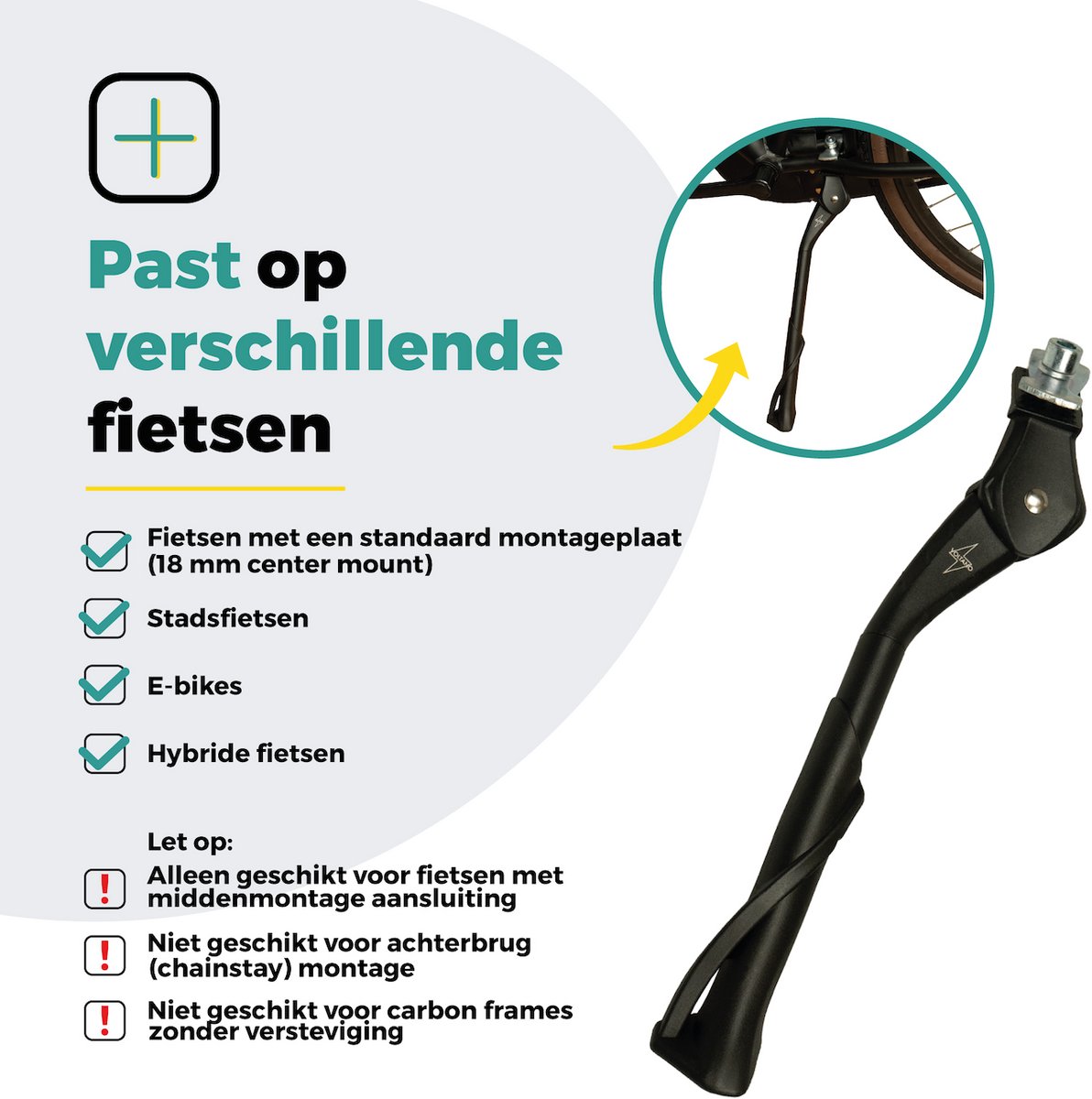 Voltano Verstelbare Fiets Standaard 24–28 Inch – Aluminium – Inclusief Montage – Geschikt voor E-bike & Stadsfiets - 18MM Middenmontage – foto 3