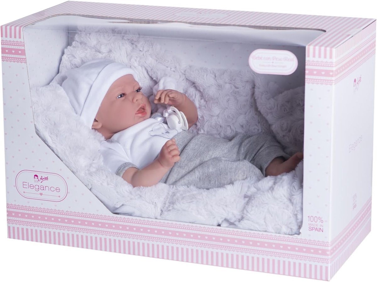 Babypop Elegance - Pop met accessoires - Kinderspel - Handmatig bedienbaar - 40 cm - Meerkleurig