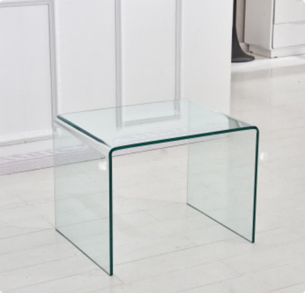 YYchan Bijzettafel - Salontafel voor Woonkamer - 50x40x45 cm - Glazen Design - Gehard Glas - Helder