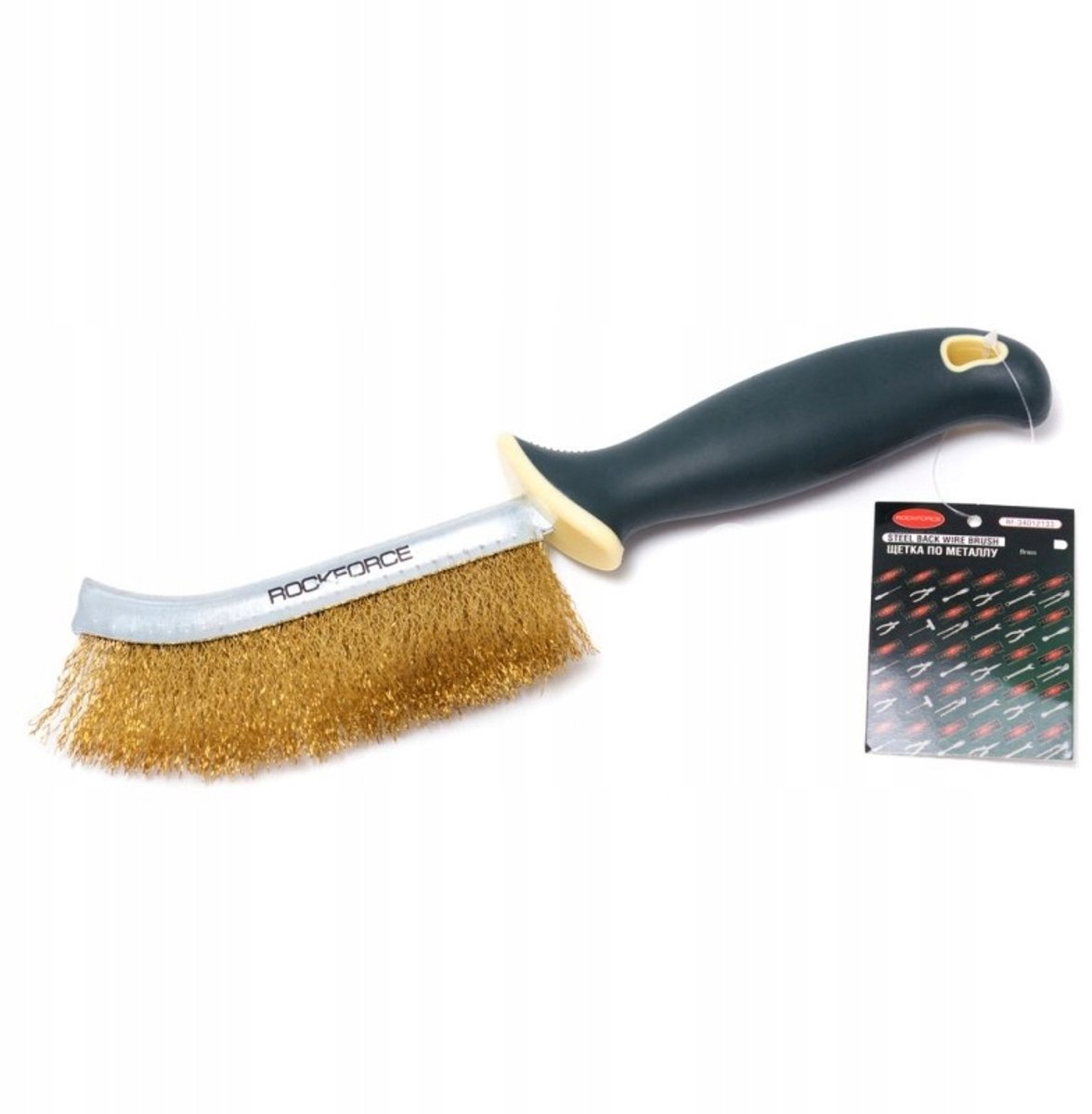Rockforce RF-34012133 - Staaldraadborstel - Messingdraad - Kunststof Handvat