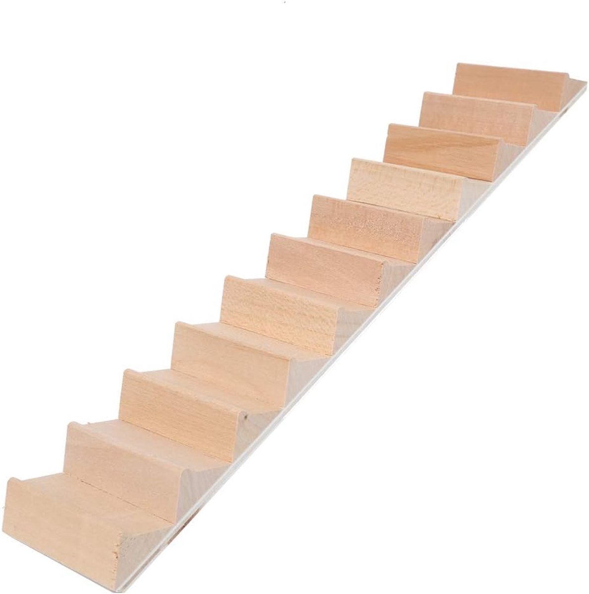 Miniatuur Houten Trap - Poppenhuis Meubel - DIY Decoratie - Schaal 1:12 - 32 x 6 x 2 cm - Houtkleur
