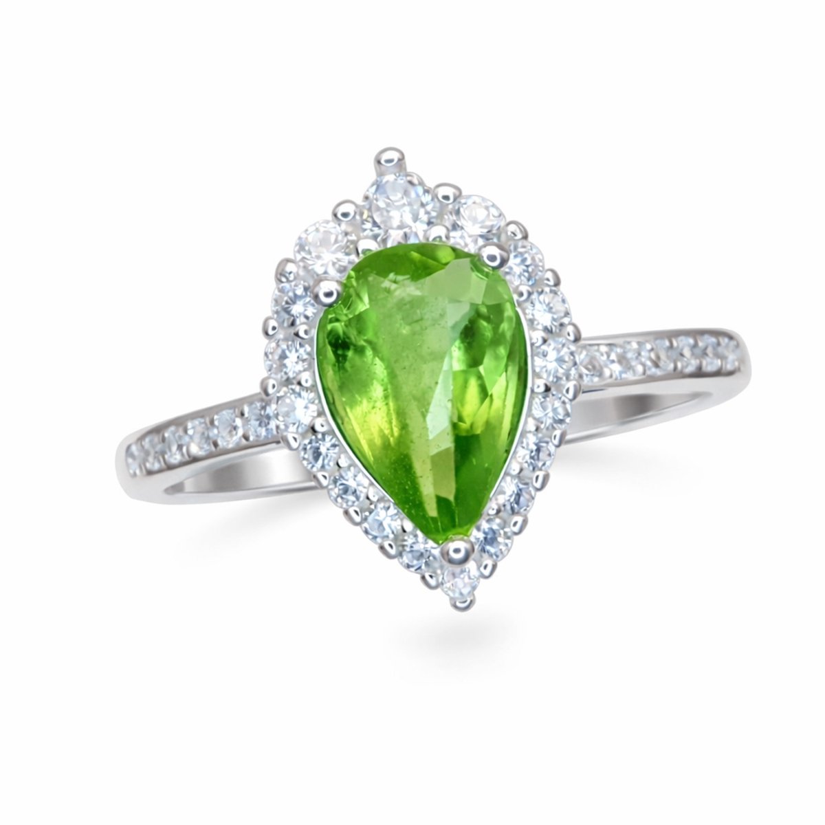 Peridot Ring 925 Sterling Zilver – Groene Edelsteen Ring Dames – Verlovingsring / Cadeau Vrouw – Maat 9 – Minimalistisch Design
