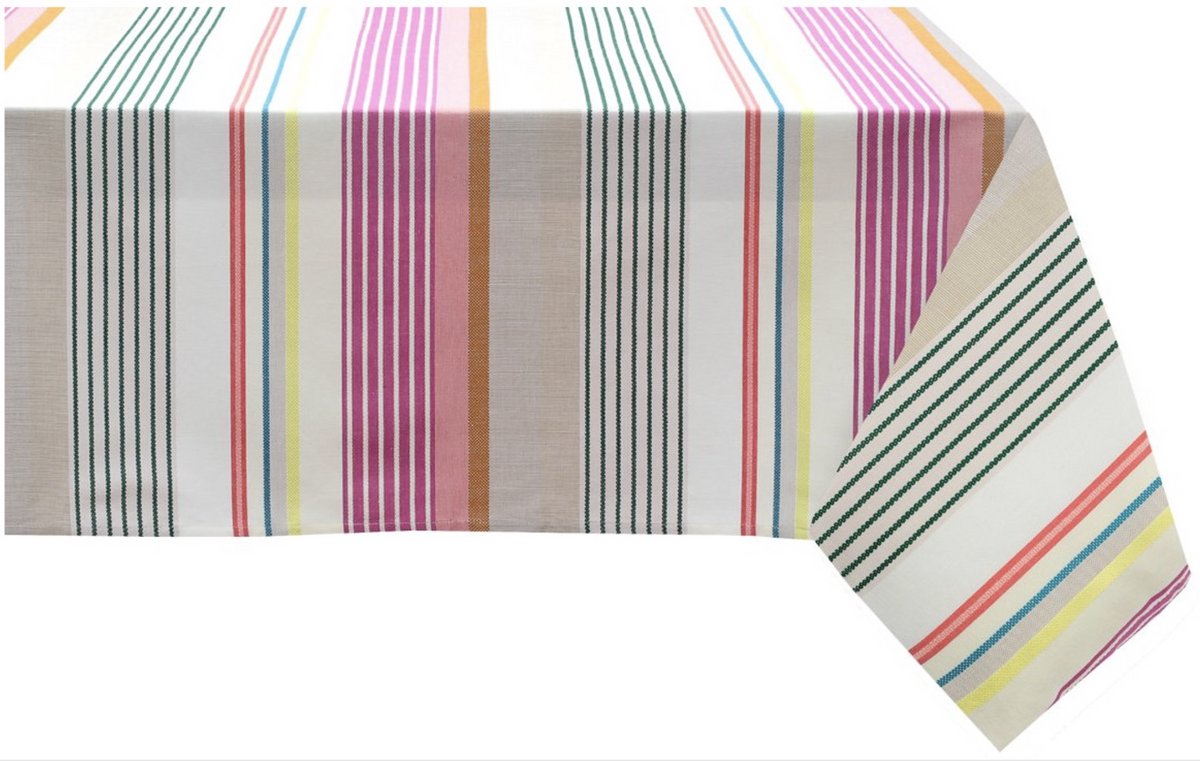 Kleurmeester.nl | Tafelkleed Eugenie - Katoen-linnen | 170 cm x 170 cm | Gestreept | Tafellinnen