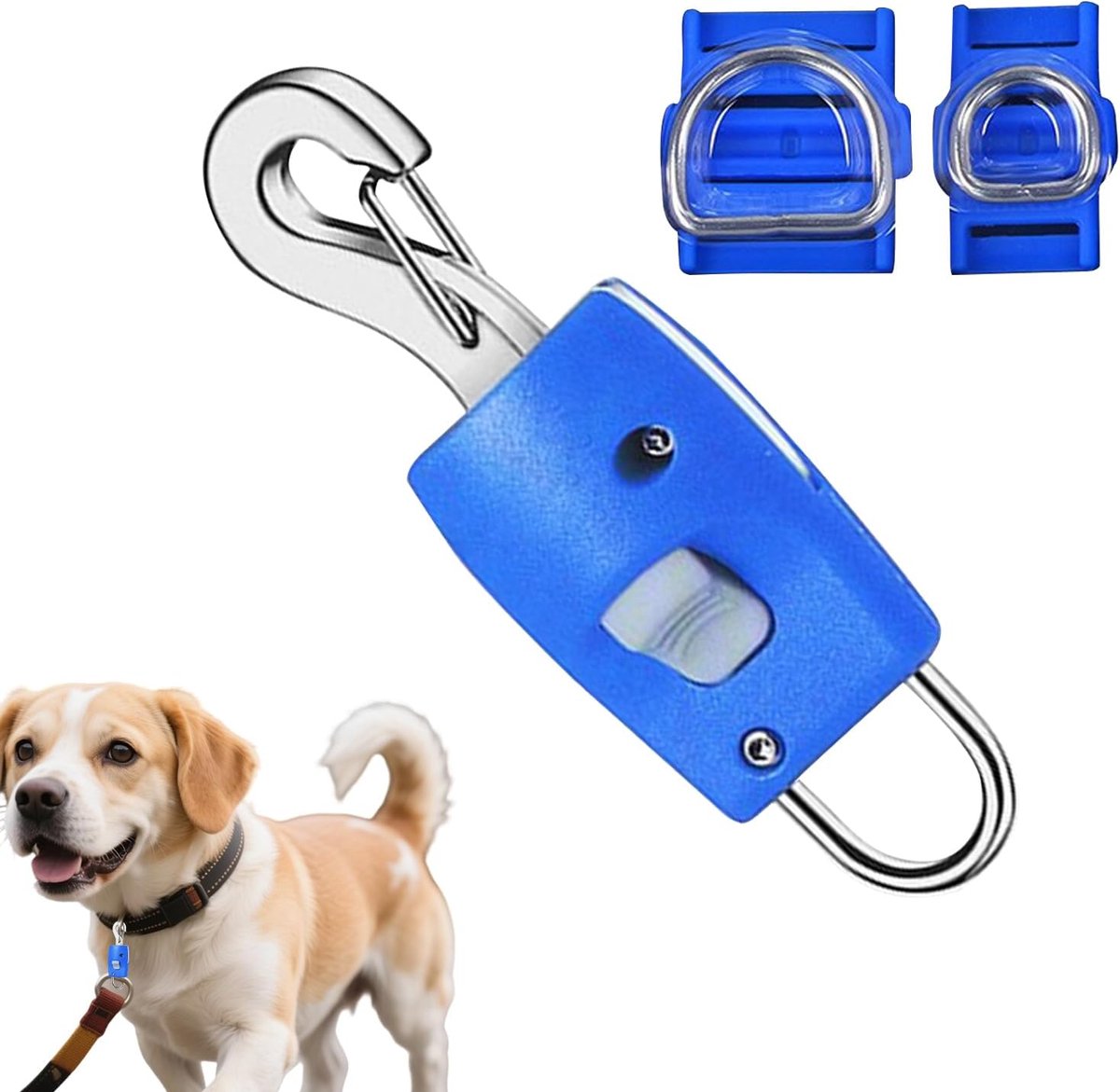 Karabijnhaak Hondenlijn - Veiligheid Clip - Outdoor Avonturen - Robuust Vergrendelmechanisme - 8.5 x 2.5 cm - Blauw